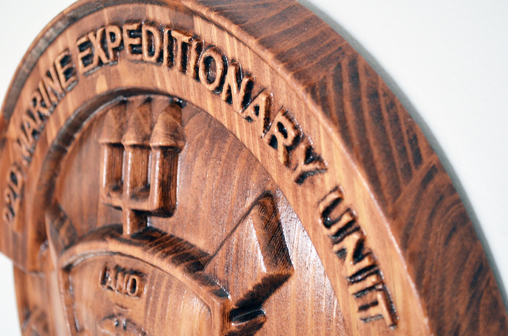 USMC 22nd Marine Expeditionary Unit, Stained 3d Wood Carving