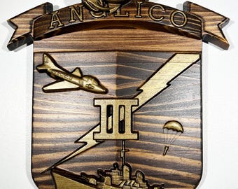 USMC 3rd Anglico, 12" Java Brass military unit plaque