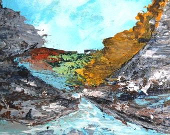 Grand Canyon Acrylgemälde auf Leinwand 20x25cm, handgemalte abstrakte Landschaft, Natur Gemälde, Natur Landschaft, Natur Gemälde