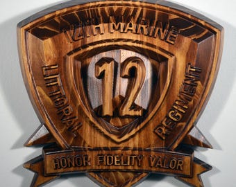 USMC 12th Marine Littoral Regiment, 12" military plaque