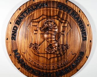 USMC 2nd Battalion 4th Marines 12" Shield Unit Plaque