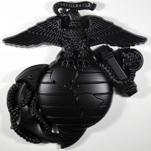 Ancora USMC Eagle Globe da 12 pollici, Corpo dei Marines, EGA, targa nera opaca