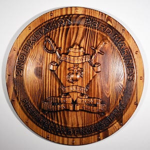 USMC 2nd Battalion 23rd Marines, USMC wood carving, military plaque