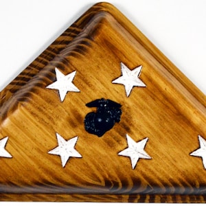 USMC folded flag, Marine Corps keepsake, military plaque