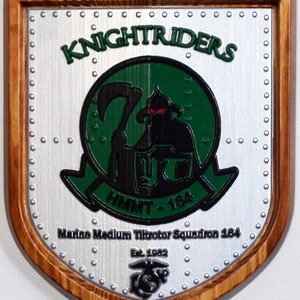 USMC VMM-164, Marine Medium Tilt Rotor Squadron 164, talla de madera en 3D, placa militar pintada