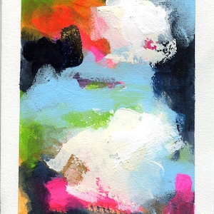 Abstract hand painted original mixed media painting 5x7, small wall gallery art, abstract wall art