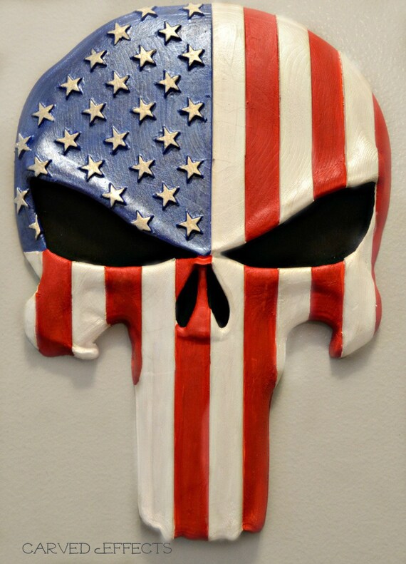 American Flag Flag Punisher 3d wood carving small version 