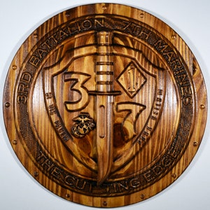 USMC 3rd Battalion 7th Marines, USMC The Cutting Edge 3d wood carving, military plaque