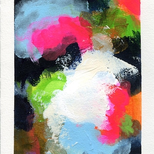 Abstract hand painted original mixed media painting 5x7, small wall gallery art, abstract wall art