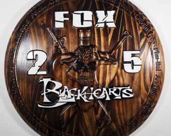 USMC 2nd Battalion 5th Marine , US Marine Corps, Fox Co, Blackhearts, 3d wood carving, military plaque