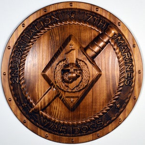 USMC 2nd Battalion 7th Marines, USMC 3D-houtsnijwerk, militaire plaquette