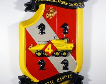USMC 4th Light Armored Reconnaissance Battalion Painted Military Plaque
