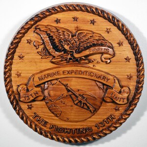 &quot;USMC 13th Marine Marines &quot;&quot;ExpeditionaryUnit&quot;&quot;, 13th MEU 12 &quot;&quot;Holzschnitzerei, militärische Plakette.&quot;