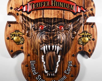 USMC Devil Dog 15" Teufel Hunden Military Plaque