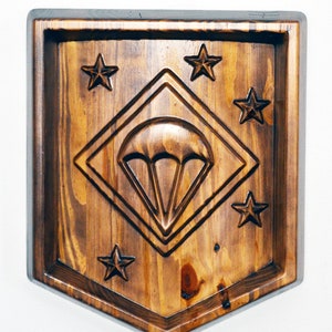 USMC Paramarines, Marine Parachute Regiment, stained 3d wood carving, military plaque