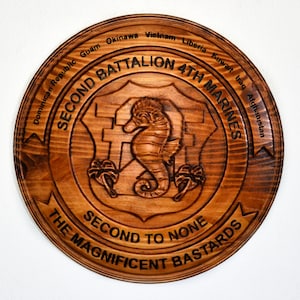 USMC 2nd Battalion, 4th Marines, Unit Emblem, US Marine Corps, plain version, military plaque