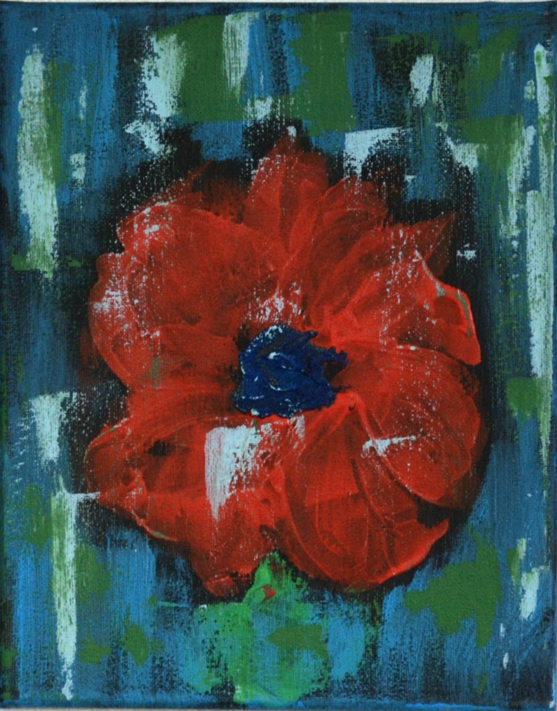 abstract flowers flower nursery art modern wall art original artwork Abstract red poppy painting on canvas little girl/'s room decor