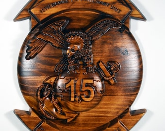 USMC 15th Marine Expeditionary Unit 12", Marine Corps, EGA, Java, military plaque