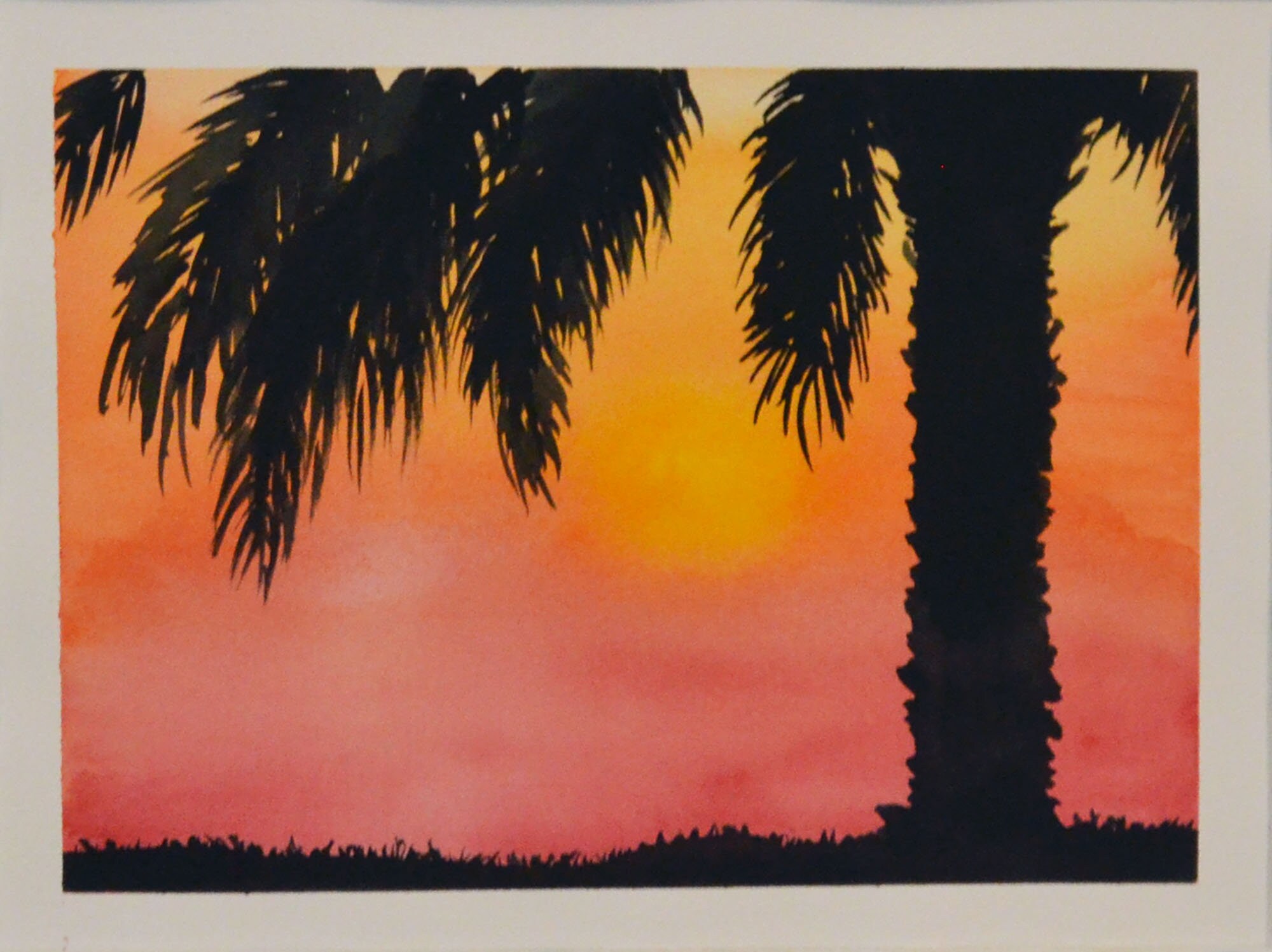 Acrylic on Canvas Original Landscape Painting Palm Tree Paradise
