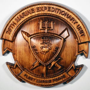 USMC 26th Marine Expeditionary Unit, 12&quot; 3D-houtsnijwerk, militaire plaquette