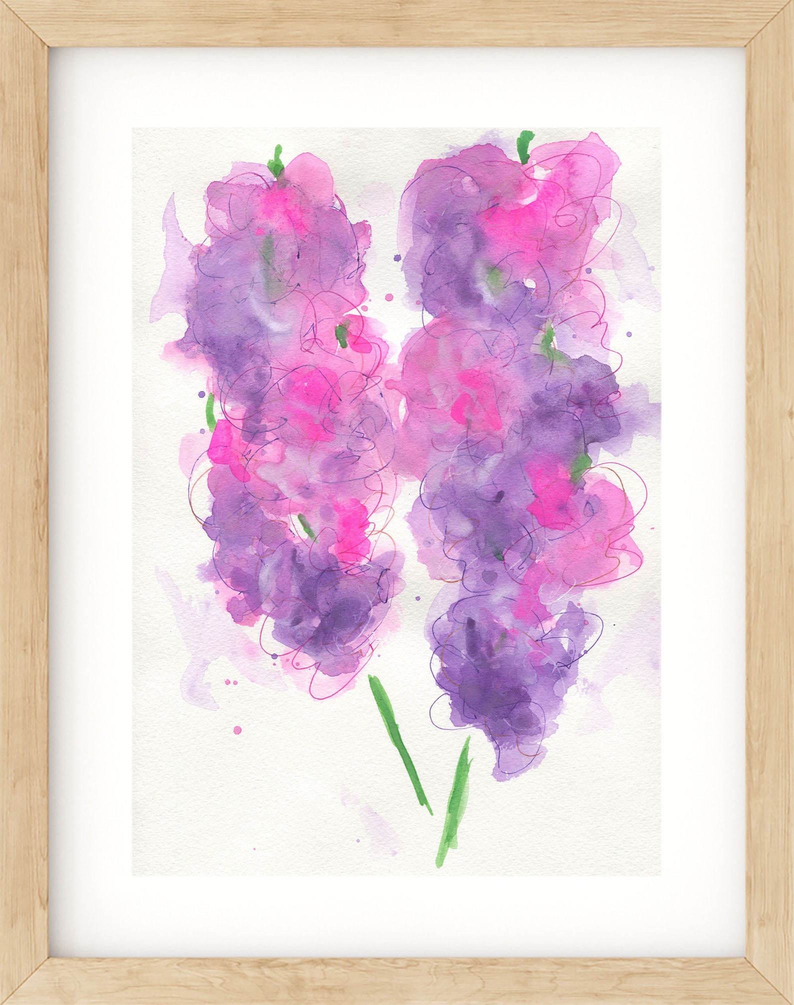 Sweet Pea Flower Stem Hand Painted Watercolor Painting 9x12, Original ...