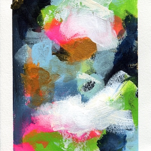 Abstract hand painted original mixed media painting 5x7, small wall gallery art, abstract wall art