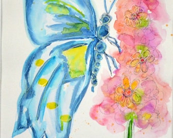 LADYSMOCK 水彩画 花と蝶 LADYSMOCK 水彩画 花と蝶 - メルカリ