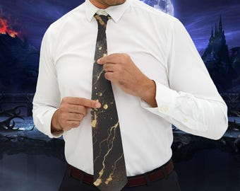 Corbata Clair Obscur: Expedition 33, estilo gamer geek, acabado satinado suave