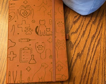 Veterinarian Notebook - Faux Leather Engraved - Custom Order