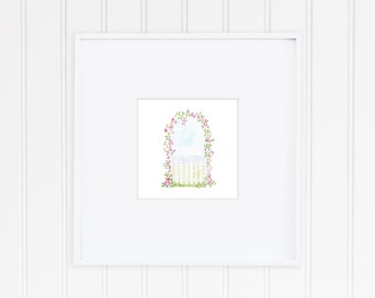 Mini Rose Arbor Watercolor Giclee