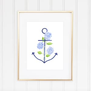 Hydrangea Anchor Watercolor Print