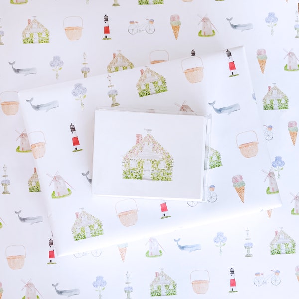 Nantucket Icons Gift Wrap (juego de 3 hojas)