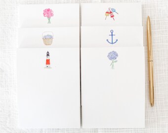 Summer Icons Personalized Watercolor Print Notepads