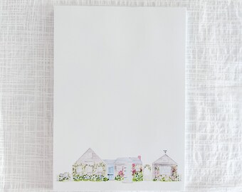 Rose Cottage Row Watercolor Print Notepad