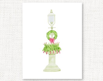 Holiday Fountain Watercolor Print Folded Notecards