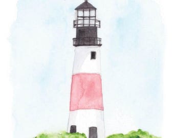 Sankaty Lighthouse | Nantucket in Watercolor Print