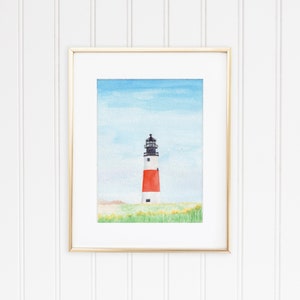 Sankaty Lighthouse Nantucket Watercolor Print