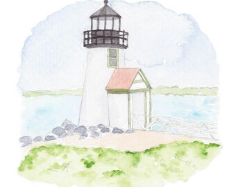 Brant Point Lighthouse | Nantucket in Watercolor Print