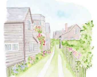 Sconset Footpath | Nantucket in Watercolor Print