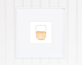 Mini Nantucket Basket Watercolor Giclee