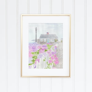 Old North Wharf & Lydia Cottage - Nantucket Watercolor Gicleé