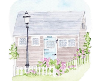 Lydia Cottage | Nantucket in Watercolor Print