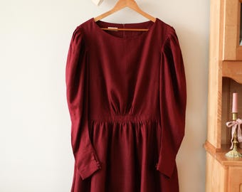 Ready to Ship | The Amy’23 Dress in Burgundy with long sleeves Tall, Size XL, Tall