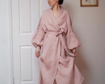 Ready to Ship | Linen Bathrobe, Linen Kimono, Linen Wrapper