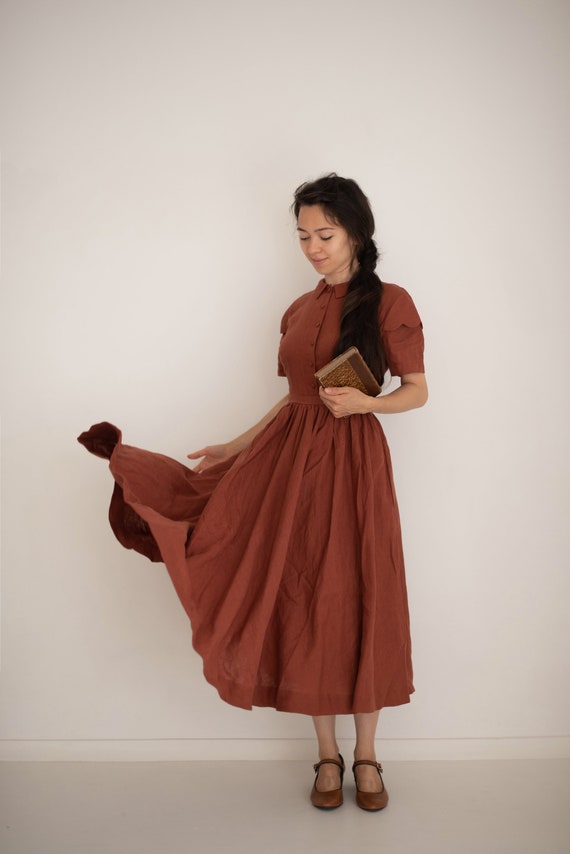 rust linen dress