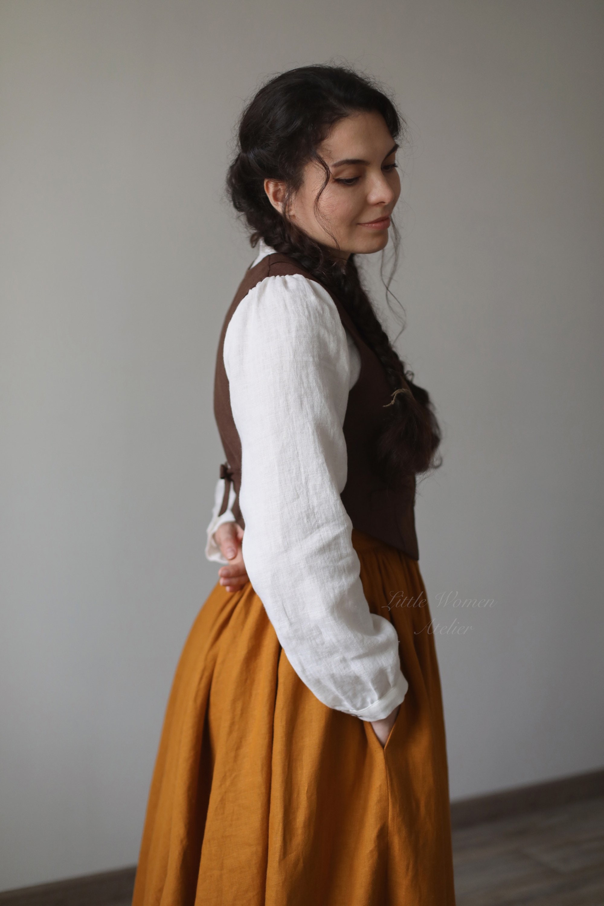 Meg Linen Skirt in Ochre Victorian skirt | Etsy