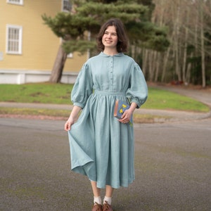 Ready to Ship Meg Dress with sleeves 3/4, Linen Dress zdjęcie 1