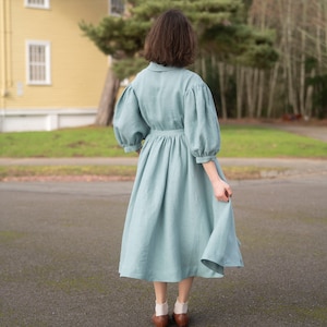 Ready to Ship Meg Dress with sleeves 3/4, Linen Dress zdjęcie 4