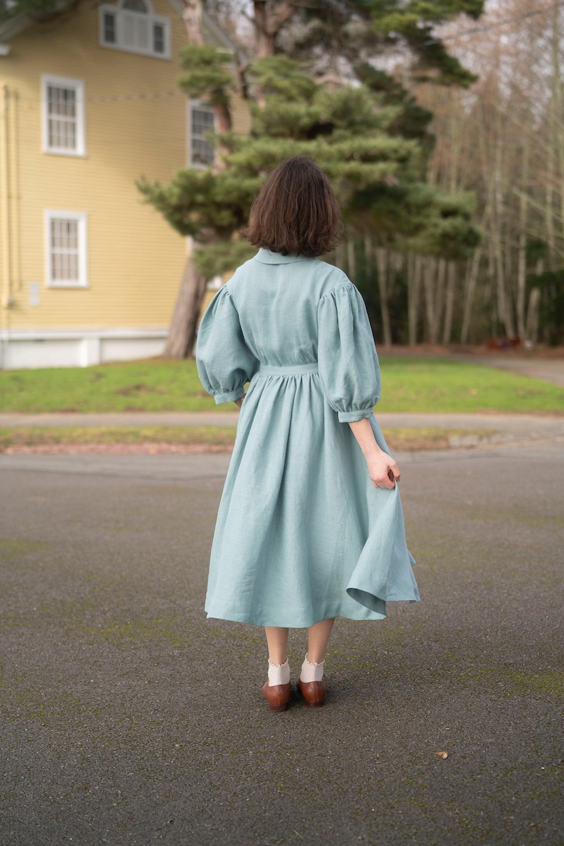 Ready to Ship Meg Dress with sleeves 3/4, Linen Dress image 4
