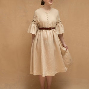 Ready to Ship | Size XS-L, Meg&#39;23 Oversized Dress with Short Sleeves, Linen Dress